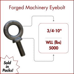 3/4-10" X 2 Forged Machinery Eyebolt Self Colored- Shoulder Pattern