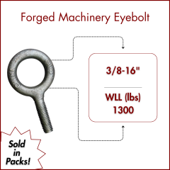 3/8-16" X 1-1/4 Forged Machinery Eyebolt Self Colored- Plain Pattern