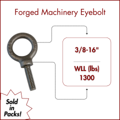 3/8-16" X 1-1/4 Forged Machinery Eyebolt Self Colored- Shoulder Pattern