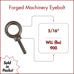 5/16" X 1-1/8 Forged Machinery Eyebolt Self Colored-Plain Pattern