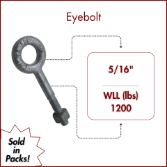 5/16" X 2-1/4 Forged Galvanized" XL Thread Eyebolt with Nut