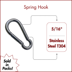 5/16" Springhook, Type 304 Stainless Steel (SOLD IN SETS ) 