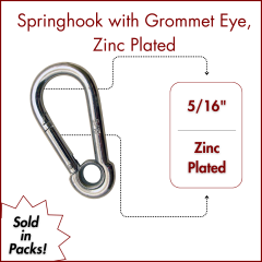 5/16" Springhook with  Eye, Zinc Plated (SOLD IN SETS)