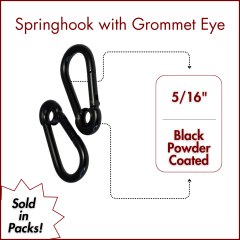 5/16" Springhook with  Eye, Zinc Plated, Painted Black (SOLD IN SETS)