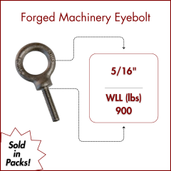 5/16-18" X 1-1/8 Forged Machinery Eyebolt Self Colored- Shoulder Pattern