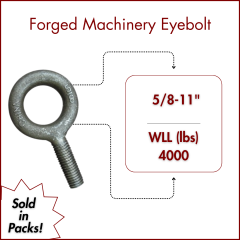 5/8-11" X 1-3/4 Forged Machinery Eyebolt Self Colored- Plain Pattern