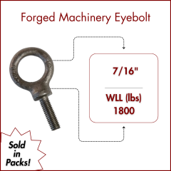 7/16-14" X 1-3/8 Forged Machinery Eyebolt Self Colored- Shoulder Pattern