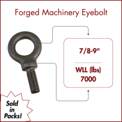 7/8-9" X 2-1/4 Forged Machinery Eyebolt Self Colored- Shoulder Pattern