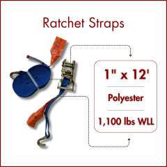 Laureola 1" Ratchet Tie Down Straps w/Double J Hooks