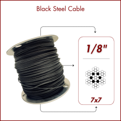 1/8" 7x7 Black Steel Cable