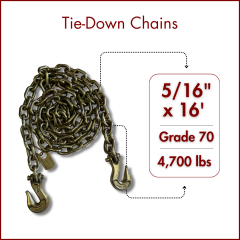 5/16" Tie Down Chains - Grade 70 - Yellow Chromate