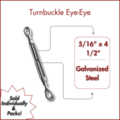 5/16" x 4 1/2" Turnbuckle Eye-Eye - Galvanized Steel