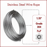 1/8" 7x7 T304 Stainless Steel Aircraft Cable
