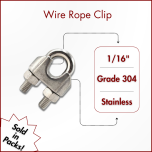 1/16" Type 304 Stainless Steel Wire Rope Clips (SOLD IN SETS)