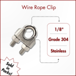 1/8" Type 304 Stainless Steel Wire Rope Clips (SOLD IN SETS)