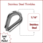 1/16" Type 304 Stainless Steel Wire Rope Thimble (SOLD IN SETS)