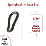 5/16" Springhook Without Eye, Black Powder Coated (SOLD IN SETS)