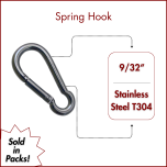 9/32" Springhook, Type 304 Stainless Steel (SOLD IN SETS ) 