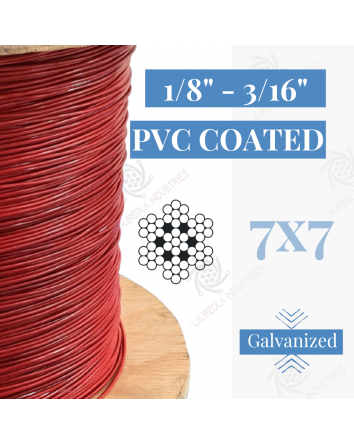 1/8" - 3/16" 7x7 Coated Galvanized Aircraft Cable - Red