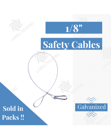 18" Galvanized Steel Safety Cable with Spring Carabiner Clip - Silver