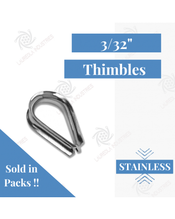 3/32" Type 304 Stainless Steel Wire Rope Thimble (SOLD IN SETS)