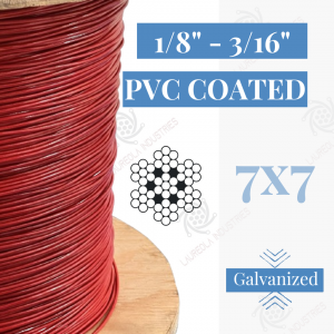1/8" - 3/16" 7x7 Coated Galvanized Aircraft Cable - Red