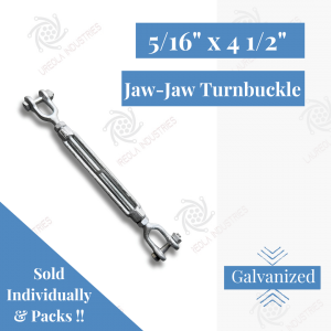 5/16" x 4 1/2" Turnbuckle Jaw-Jaw - Galvanized Steel 