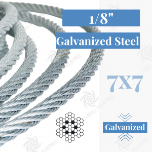 1/8" 7x7 Galvanized Steel Aircraft Cable