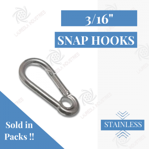 3/16" Type 316 Stainless Steel Snap Hook with Eye (SOLD IN SETS)