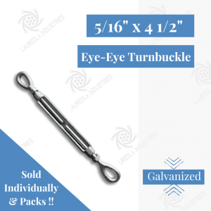 5/16" x 4 1/2" Turnbuckle Eye-Eye - Galvanized Steel