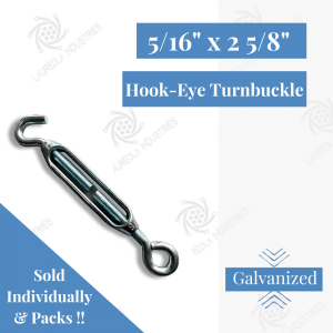 5/16" x 2 5/8" Turnbuckle Hook-Eye - Galvanized Steel Zinc Plated