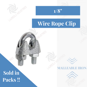 1/8" Type 304 Malleable Wire Rope Clips (SOLD IN SETS)