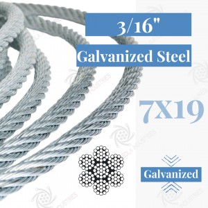 3/16" 7x19 Galvanized Steel Aircraft Cable