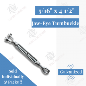 5/16" x 4 1/2" Turnbuckle Jaw-Eye - Galvanized Steel
