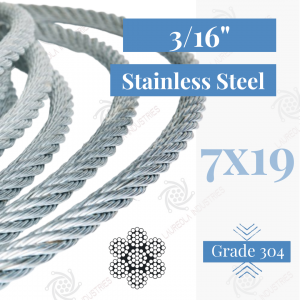 3/16" 7x19 T304 Stainless Steel Aircraft Cable